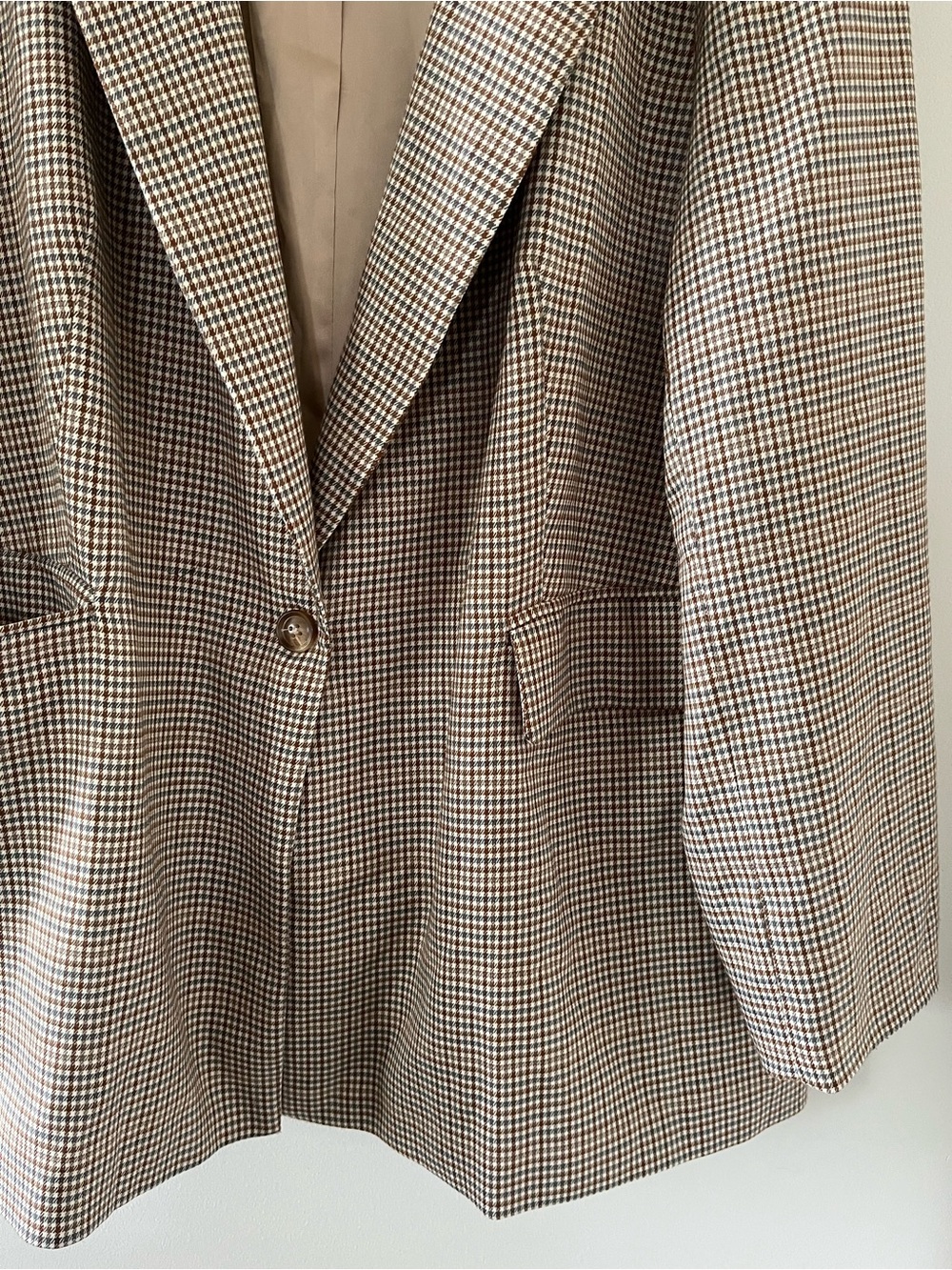 Skies are Blue Curvy Brown Houndstooth Plaid Blazer 3X Oversized Academia Preppy - Picture 4 of 7